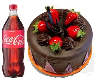 6-9 Kişilik Yuvarlak Çikolatalı Yaş Pasta & 1 Lt Cola